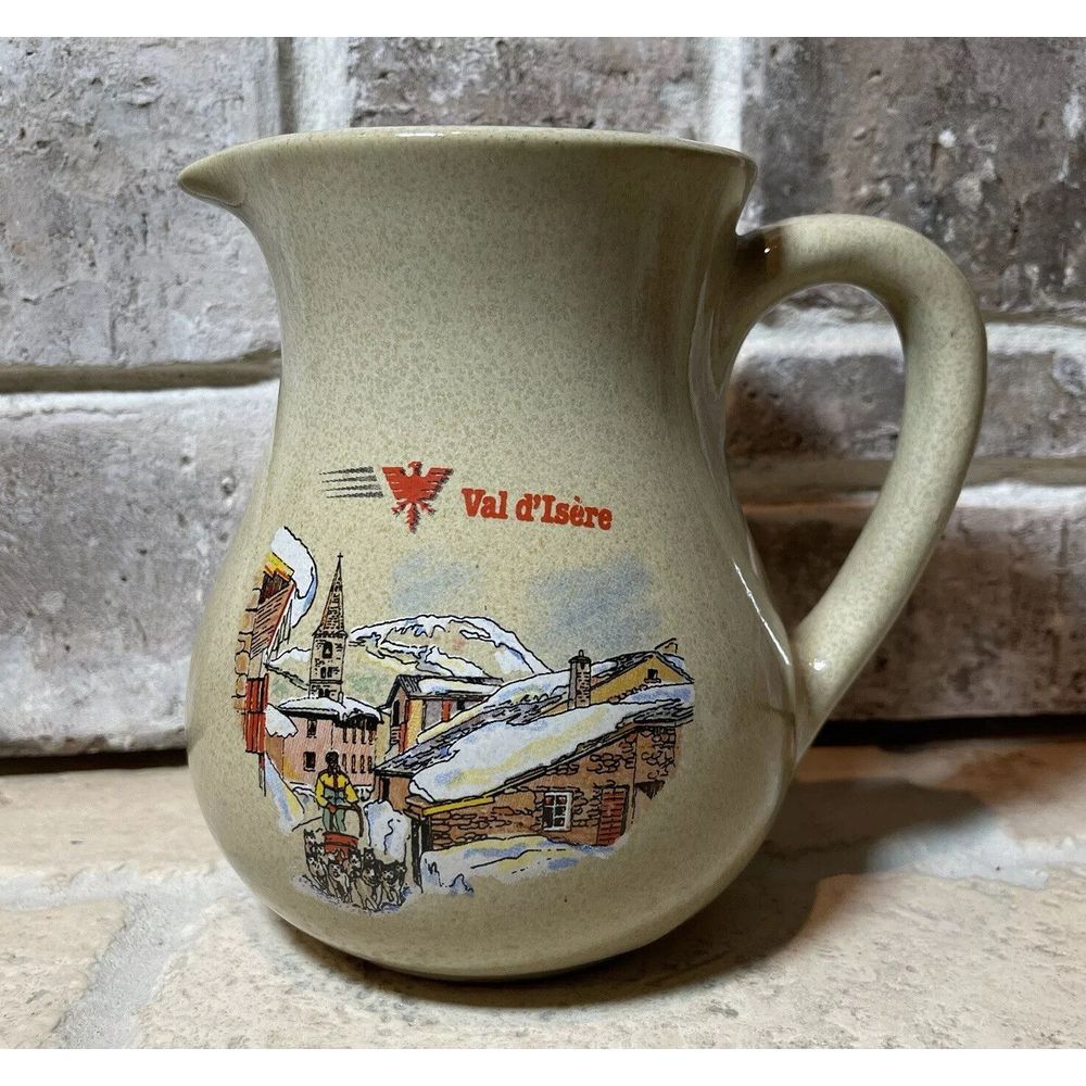 VTG Stoneware Drink Pitcher 6.5 Inch Claude Fancaniè 06730 Saint Andre France